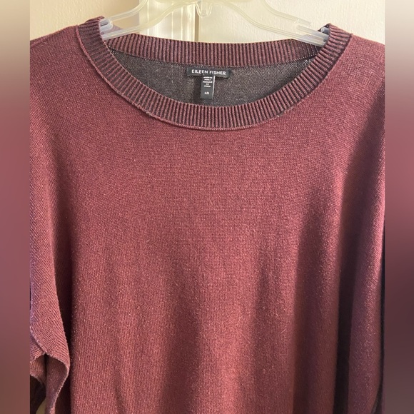Eileen Fisher sweater crewneck pullover maroon boxy Large - Picture 3 of 7